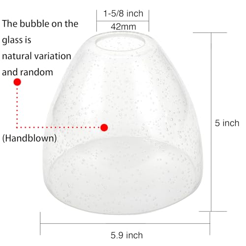 3 Pack Clear Seeded Bubble Bell Glass Lamp Shade Replacement, 1-5/8 Fitter